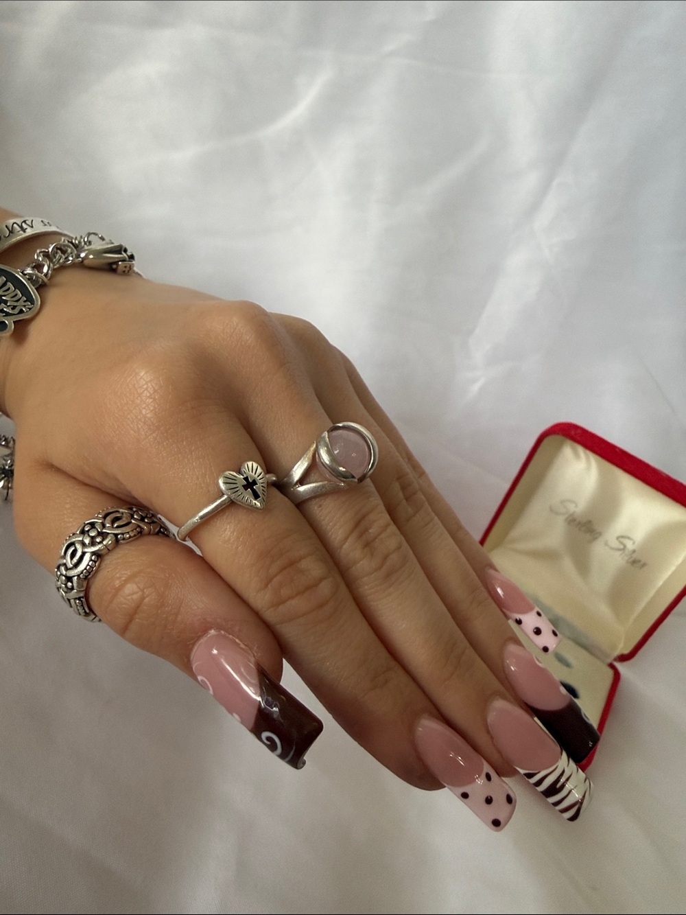 Vintage Interchangeable Sterling Silver Gemstone Ball Ring: Orb 10mm, Size 8-8.5 - Picture 3 of 3